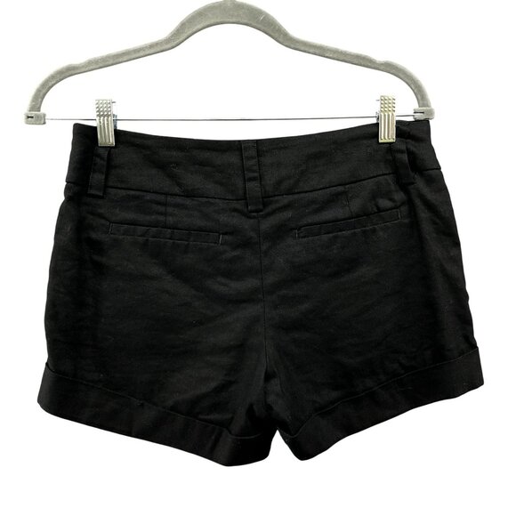 Express Linen Blend Trouser Shorts Womens Size 2 Black 3.5'' Inseam Flat Front - Picture 2 of 8